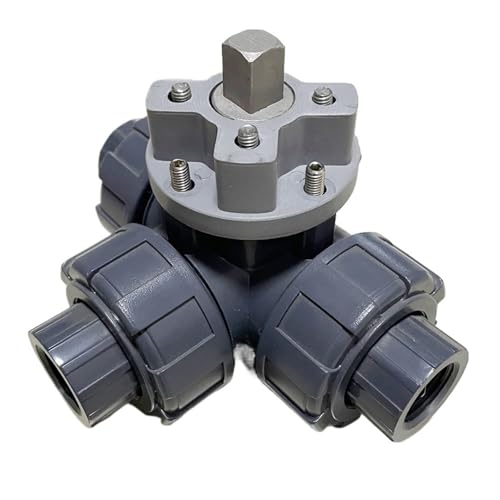 DN25 UPVC 3-Wege-Ventilkörper mit True Unnion-Endanschluss for elektrischen Antrieb ISO5211 F03-, F05-Anschluss mit BSP- oder NPT-Gewinde(BSP Thread,T Bore) von XVKZYQKCR