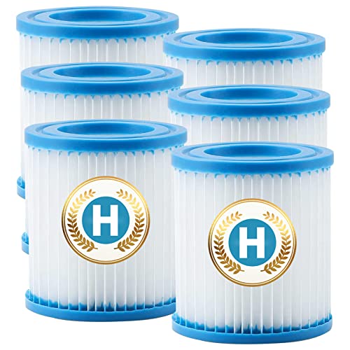 Typ H Pool Filterpatrone für Intex, Filterkartuschen kompatibel mit Intex Filterpumpen 28601/28602 Pumpenfilter, Typ H Filterkartuschen für Whirlpool-Filter, Größe H Filter für 29007 Pumpe (6 Stück) von XVOYDT