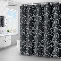 XVX - Schwarz, 180 x 180 cm) Duschvorhang Waschbar, Wasserdicht Stoff Duschvorhänge Maschinenwaschbar Polyester mit 12 Ringen von XVX
