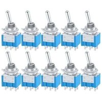 XVX - 10 Stücke Mini Metall Kippschalter ein/aus/ein 6 Klemmen 3 Position dpdt ac 125V 6A für Auto Lkw Boot MTS-203 von XVX