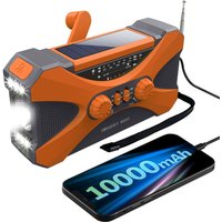 10000 mAh Solar-Notfallradio, tragbares Handkurbelradio mit Telefonladegerät und grüner LED-Taschenlampe von XVX