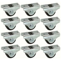 12x Möbelrollen 25mm Universal Mini Roller Schwarz Bett Fuß Spind Trolley Bin Lagerung Tisch Rad von XVX