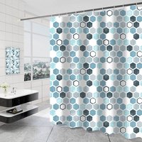 XVX - 180 x 200 cm Duschvorhang mit 12 Haken, schnelltrocknend (Sechseck), wasserdichtes Polyestergewebe, maschinenwaschbar, Badezimmervorhänge von XVX