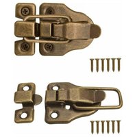 2 x Chiusure per bauli, scatole, valigie, guarnizioni in metallo, design vintage in ottone, set da 2 con viti, 2 x Chiusure per bauli, scatole, valigie, guarnizioni in metallo, design vintage in ottone, set da 2 con viti, von XVX