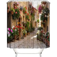 XVX - 200 x 230 cm Duschvorhang Blumenstraßen-Duschvorhang Druck Polyester wasserdichter Duschvorhang von XVX