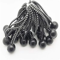 Corda elastica in gomma professionale da 25 pezzi con sfera (nera, 150 mm) per tende, teloni, poster. Tenditore per teloni, cinghia elastica, von XVX