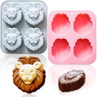 2er-Pack Löwenkopf-Silikonformen (4 Mulden) – 3D-Backformen für Schokolade, Fondant und Harz – lebensmittelecht und BPA-frei von XVX