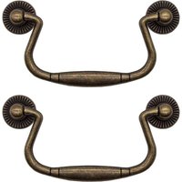 2er-Pack klappbare Schubladengriffe aus Eisen in Antik-Bronze für Schranktüren, Kommoden, Küchenbuffets usw. Vintage Landhausstil re von XVX