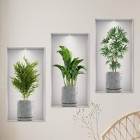 XVX - 3 Stück 3D-Vasen-Wandaufkleber, Pflanzenaufkleber, Wanddekoration für das Wohnzimmer, geeignet zum Dekorieren von Schlafzimmern, Esszimmern, XVX - 3 Stück 3D-Vasen-Wandaufkleber, Pflanzenaufkleber, Wanddekoration für das Wohnzimmer, geeignet zum Dekorieren von Schlafzimmern, Esszimmern, von XVX