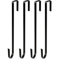 4er-Pack Kranzhaken – 30 cm lange Haken zum Aufhängen über der Tür (schwarzes Metall) – Dekorieren Sie Vorder-/Hintertüren (Tragfähigkeit bis zu 2 kg) von XVX