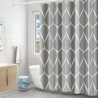 Anti-Schimmel Duschvorhang, Duschvorhang 180x180 cm, Polyestergewebe, Wasserdichter Duschvorhang, Grau von XVX