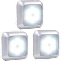 Bewegungsmelder-Licht, Schranklicht, 6 LED-Nachtlicht, Nachtlicht für Treppenhaus, Küche, Kleiderschrank (weißes Licht, 3 Stück) von XVX