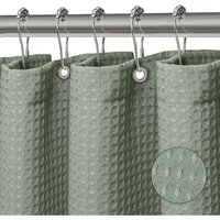 Duschvorhang Waschbar Textil Polyester Stoff Badvorhang mit 12 Duschvorhangringen Wasserdicht für Dusche und Badewanne 180x200cm Waffelgrün - XVX Duschvorhang Waschbar Textil Polyester Stoff Badvorhang mit 12 Duschvorhangringen Wasserdicht für Dusche und Badewanne 180x200cm Waffelgrün - XVX von XVX