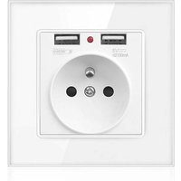 Elektrische Wandsteckdose mit Dual-USB - Ladegerät für iPhone/Android, französischer Stecker von XVX