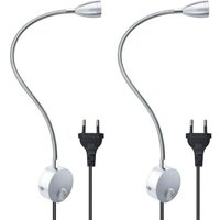 Flexibles Wandleselicht mit EU-Stecker und Schalter, Wandlampe zum Lesen von Büchern, Schlafzimmer-Kopfteil (2 Einheiten, warmes Licht) von XVX