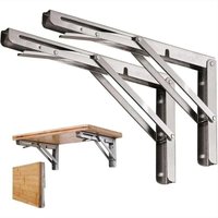Klappbare Regalhalterungen aus Edelstahl, 400 mm, 2er-Pack, klappbare Regalhalterungen, robuste Regalhalterungen, Tischhalterungen, platzsparende von XVX