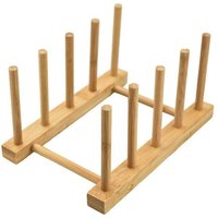 Küchengeschirrständer aus Bambusholz für Schneidebrett, Abtropfgestell, Geschirr-Organizer, Tasse, Topfdeckel (4 Fächer) von XVX