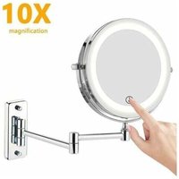 LED-Kosmetikspiegel – 1 x / 10 – Wandmontage – doppelseitig – 360° drehbarer Schminkspiegel – faltbarer Schminkspiegel – Schminkspiegel – verchromtes von XVX