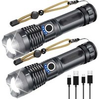 LED-Taschenlampe, 2er-Pack, XHP50, wiederaufladbare Taschenlampe per USB, IPX4 wasserdicht, 5 Beleuchtungsmodi, Teleskop-Zoom-Taschenlampe für LED-Taschenlampe, 2er-Pack, XHP50, wiederaufladbare Taschenlampe per USB, IPX4 wasserdicht, 5 Beleuchtungsmodi, Teleskop-Zoom-Taschenlampe für von XVX
