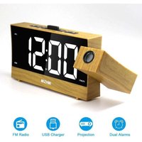 LaBlanc Deckenprojektions-Radiowecker, Deckenprojektor-Wecker mit Doppelalarm, Radiowecker mit großem Display, Schlummerfunktion, stufenlose von XVX