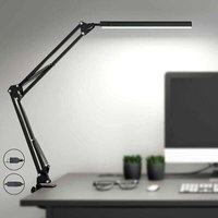 Leistungsstarke LED-Schreibtischlampe zum Anklemmen – Augenschonende LED-Lampe – 3 Beleuchtungsmodi x 10 Helligkeitsstufen – Schwarz [Energieklasse F] von XVX