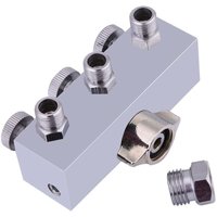 Metall-Trennverschraubung für Airbrush-Malwerkzeuge, 3-Wege-Airbrush-Luftschlauch-Verteiler, 1/8 Zoll BSP mit Einstellknopf, Ventil, Malwerkzeuge von XVX