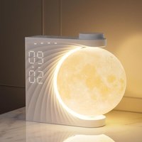 Mondlampe mit Wecker, 2 Wecker, 8-farbiges RGB-Mondlicht, 10 natürliche Geräusche, 3 Helligkeitsstufen, Nachtlicht für Frauen/Mädchen/Jungen. von XVX