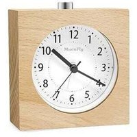 XVX - Nicht tickender analoger Wecker, Schlummerwecker aus Holz, Strahlungsfreier batteriebetriebener Wecker, Schreibtischuhr mit Nachtlicht für von XVX