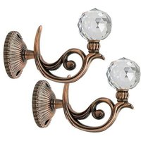 Paar Raffhalter für Vorhänge mit Kristallglaskugeln in Rotbronze von XVX