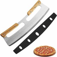 Pizzaschneider, 35 cm Pizzamesser aus Edelstahl mit Holzgriff, professioneller Pizzaschneider mit Massivholzgriff - Pizzaschneider, 35 cm Pizzamesser aus Edelstahl mit Holzgriff, professioneller Pizzaschneider mit Massivholzgriff - von XVX