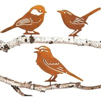 Rostiger Vogel Gartenfigur für Baum Natur Rost Patina Gartendeko Retro Blumenschlüssel Haussperling von XVX