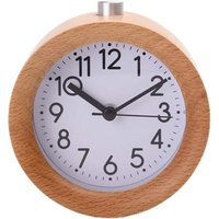 Runde Tischuhr aus Holz mit Nachtlicht, einfaches und kreatives Zeitmessgerät für den Schreibtisch, Heimdekoration von XVX
