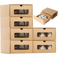 Schuhaufbewahrungsboxen, 6 Stück, stapelbare Schuhkartons, Karton, haltbare Karton-Aufbewahrungsboxen, Diroir Schuhkartons mit Fenster, 34,9 x 23,9 x von XVX