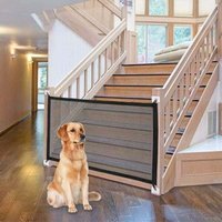 Schwarzes (180 x 72 cm) Hunde-Sicherheitstor, Haustiertor, einziehbare Haustiertore für Treppen und Küchen, tragbar, faltbar, überall installierbar von XVX