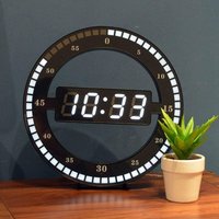 XVX - Silent led Digitale Tischuhr Schwarz Elektronische Wanduhr Runde Tischuhr für Schlafzimmer Wohnzimmer Büro 30cm von XVX
