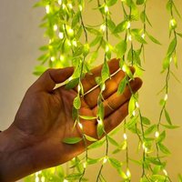 Solar-Lichterkette für draußen, Weidenblätter-Lichterkette für draußen, 100 LEDs, 3 m, 8 Modi, wasserdichte Solar-Lichterkette, für Hochzeit, Zaun, Solar-Lichterkette für draußen, Weidenblätter-Lichterkette für draußen, 100 LEDs, 3 m, 8 Modi, wasserdichte Solar-Lichterkette, für Hochzeit, Zaun, von XVX