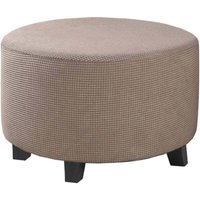 XVX - Stretch-Jacquard-Pouf-Bezug (Grau, Klein), Fußhocker-Bezug, Möbelschutzbezug, Hockerbezug mit rutschfester elastischer Unterseite von XVX