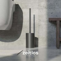 Toilettenbürste aus Silikon und Edelstahl – Hygienische Toilettenbürste mit modernem Halter – Designer-Toilettenbürste mit Spritzschutz – von XVX