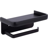 Toilettenpapierhalter zur Wandmontage, Aluminium-Rollenhalter, Toilettenpapierhalter mit Ablagefläche, Schwarz von XVX