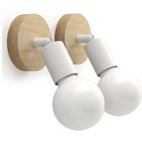 Vintage Innen Holz Wandlampe Retro Industrielle Wandleuchte 180° Drehbar E27 Wandlampen für Schlafzimmer, Wohnzimmer, Treppen, Flur (2er Set) Weiß von XVX