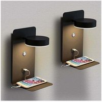 Wandleuchte für Wohnzimmer und Eingangsbereich, 2er-Pack LED-Wandleuchte für den Innenbereich mit USB-Anschluss, 12 W, dreifarbig, dimmbar, moderne von XVX