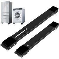 Waschmaschinenuntergestell mit Bremse, Verstellbares mobiles Untergestell für Waschmaschine, Trockner, Kühlschrank, Tragkraft 300kg, Schwarz von XVX