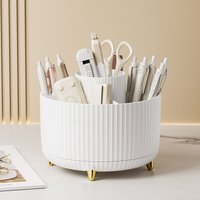 Weißer 360° drehbarer Schreibtisch-Organizer, multifunktionale Kosmetik-Aufbewahrungsbox, Schreibtisch-Organizer, Stiftehalter, Multifunktion, für von XVX