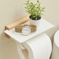 Weißer Toilettenpapierhalter aus Holz mit Ablagen – Badezimmer-Wand-Organizer für Toilettenpapierrollen, Telefone und Handtücher – Vielseitige Weißer Toilettenpapierhalter aus Holz mit Ablagen – Badezimmer-Wand-Organizer für Toilettenpapierrollen, Telefone und Handtücher – Vielseitige von XVX