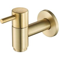 XVX - 1 stück Vergoldetes Kupfer Runde Waschmaschine Wasserhahn Wand Montiert Outdoor Garten Bad Waschmaschine Wasserhahn von XVX
