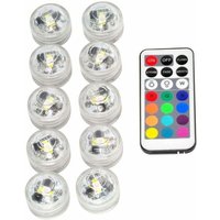 XVX - 10 Stück Mini-Tauch-LED-Leuchten, wasserdichte Unterwasserlichter, RGB-mehrfarbige LED-Kerzenbeleuchtung mit 1 Fernbedienung für die Dekoration XVX - 10 Stück Mini-Tauch-LED-Leuchten, wasserdichte Unterwasserlichter, RGB-mehrfarbige LED-Kerzenbeleuchtung mit 1 Fernbedienung für die Dekoration von XVX