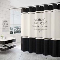 XVX - 180 x 200 cm Duschvorhang mit 12 Haken, schnell trocknend (schwarz und weiß), maschinenwaschbarer wasserdichter Polyesterstoff, von XVX