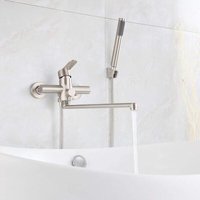 XVX - Badewannenarmatur mit Handbrause, runder Einhebel-Handbrause-Mischbatterie, wandmontierter Duschhahn aus gebürstetem Edelstahl für Badezimmer XVX - Badewannenarmatur mit Handbrause, runder Einhebel-Handbrause-Mischbatterie, wandmontierter Duschhahn aus gebürstetem Edelstahl für Badezimmer von XVX