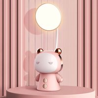 XVX - Cartoon-LED-Schreibtischlampe, einstellbare Helligkeit, tragbare Augenpflege-Schreibtischlampe für Schlafzimmer (rosa) von XVX