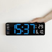 XVX - Eisblau Schwarz Shell Große Digitale Wanduhr Einstellbare Helligkeit led Digital Uhr von XVX
